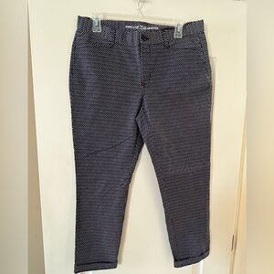 GAP “Slim City” Micro-Print Navy & White Cropped Khaki’s Women’s size 8